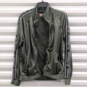 Vintage Y2K Kappa 222 Track Jacket Medium Green Banda Tape Logo Soccer Full Zip